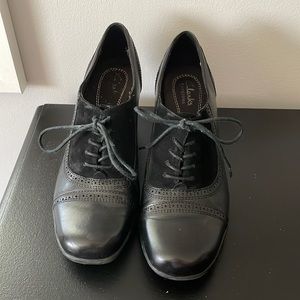 Heeled Leather Oxfords